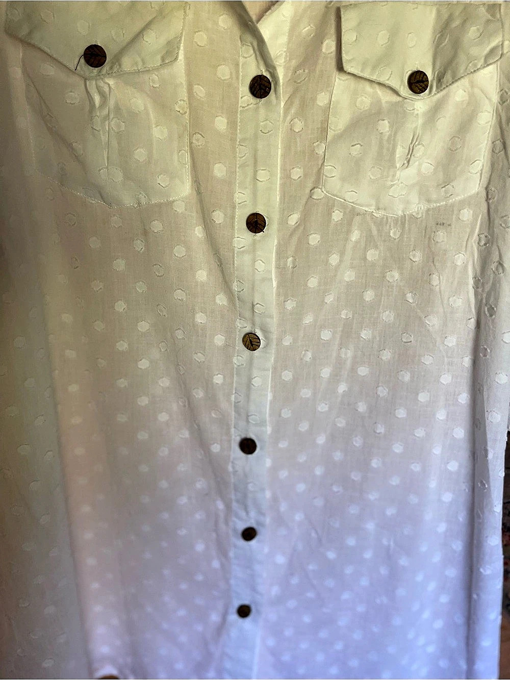 Dotti Cotton Polka Dot Button Down White Size 2X - Picture 4 of 9